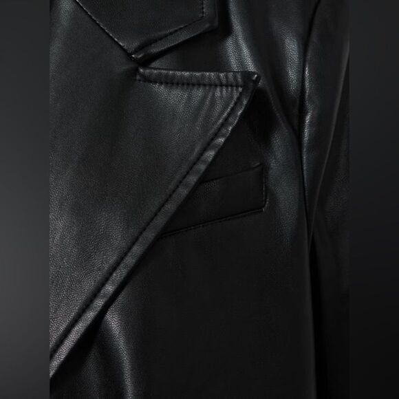 NWT PAIGE Charli Relaxed Faux Fur Leather Single Breasted Blazer - Picture 5 of 9